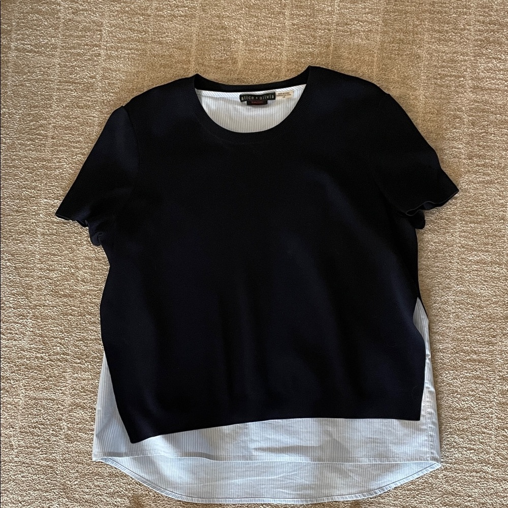 Alice + Olivia Two-Tone Short Sleeve Top